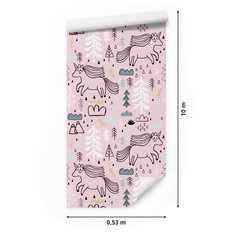 Tapeta Dla Dzieci JEDNOROŻCE Drzewa Chmurki Liście 53x1000  - Miniaturka zdjęcia nr 2
