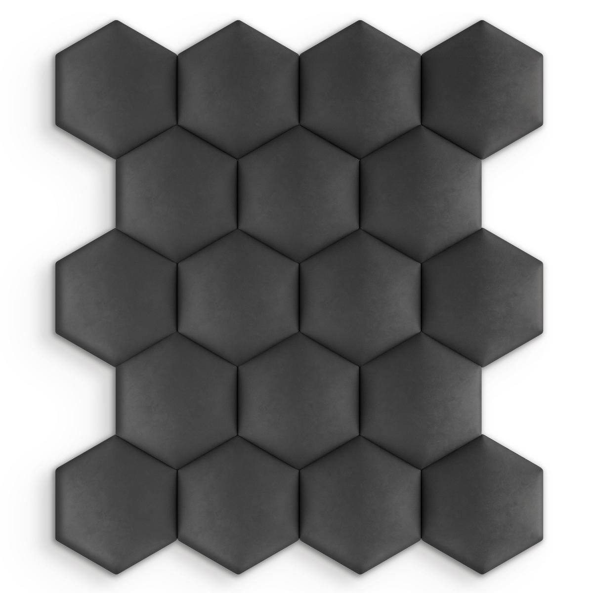 Panele tapicerowane 35x40 cm na ścianę hexagon grafitowy  nr. 4
