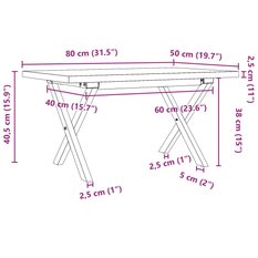 Stolik kawowy 80x50x40,5 cm nogi w kształcie litery X lite drewno do salonu - Miniaturka zdjęcia nr 10