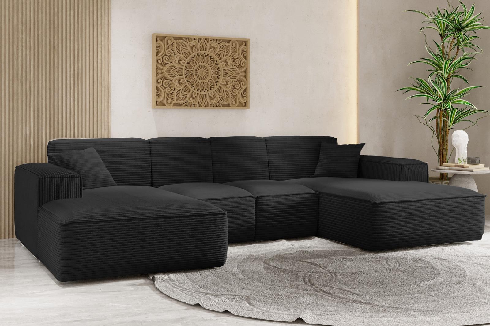 Sofa U SIENA LARGE 344x73x165 cm w kształcie U bez funkcji spania do salonu czarny nr. 2