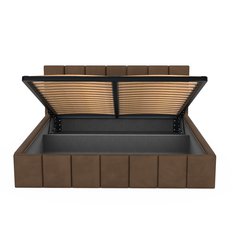 Łóżko tapicerowane 140x200 premium z pojemnikiem do sypialni brązowe wezgłowie 107 cm - Miniaturka zdjęcia nr 12