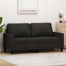 Sofa 158x77x80 cm 2-osobowa wygodna tapicerowana tkaniną czarna do salonu - Miniaturka zdjęcia nr 1