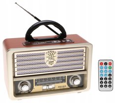 Radio przenośne 23 x 11,5 x 16 cm RETRO z funkcją bluetooth   USB  brązowe - Miniaturka zdjęcia nr 1