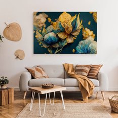 Obraz Na Płótnie Niebieskie Rozkwitające Kwiaty 40x30 Dekoracja do Salonu - Miniaturka zdjęcia nr 3
