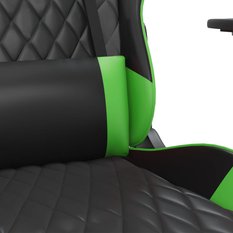 Fotel dla gracza 64x60x127 cm obrotowy z regulacją wysokości i podnóżkiem czarno-zielony gamingowy do pokoju lub biura - Miniaturka zdjęcia nr 9