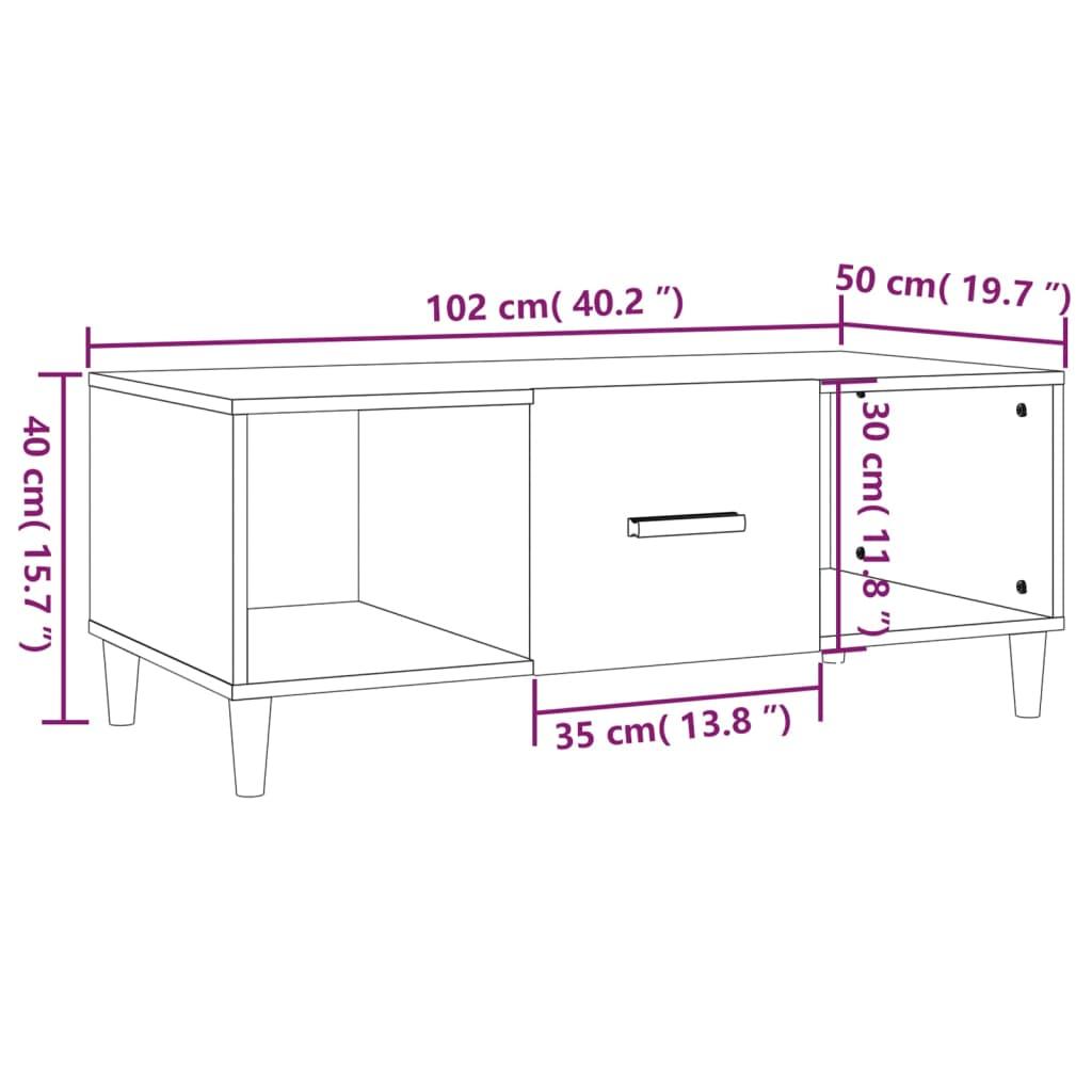 Stolik kawowy 102x50x40 cm z praktyczną szufladą i 2 przegrodami biały o wysokim połysku do salonu nr. 10