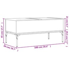 Stolik kawowy 100x50x45 cm z ukrytą przegrodą pod blatem dąb sonoma do salonu - Miniaturka zdjęcia nr 11