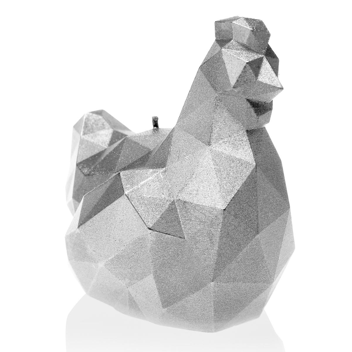 Świeca Chicken Low-Poly Silver Small