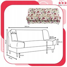 Wersalka SARA PRINT 200x95 cm róże rozkładana kanapa z pojemnikiem sofa do salonu Flowers - Miniaturka zdjęcia nr 9