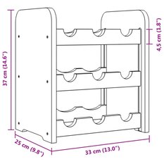  Stojak na wino 33x25x37 cm lite drewno sosnowe 9 butelek do salonu - Miniaturka zdjęcia nr 9