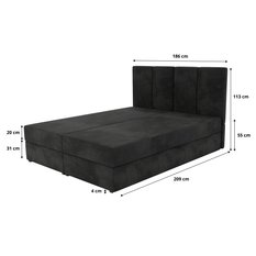 Łóżko kontynentalne 180x200x113 cm tapicerowane podwójne z materacem czarne - Miniaturka zdjęcia nr 16