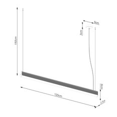 Lampa wisząca FARGE czarna LED 4000K 150x8x120cm nowoczesna LED do salonu - Miniaturka zdjęcia nr 9