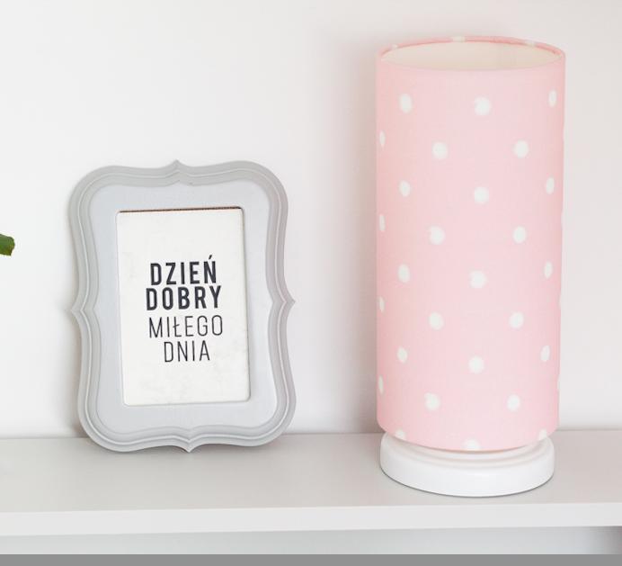 Lampka nocna Lovely Dots 13x32 cm abażur do pokoju dziecięcego różowa drewno olejowane nr. 3