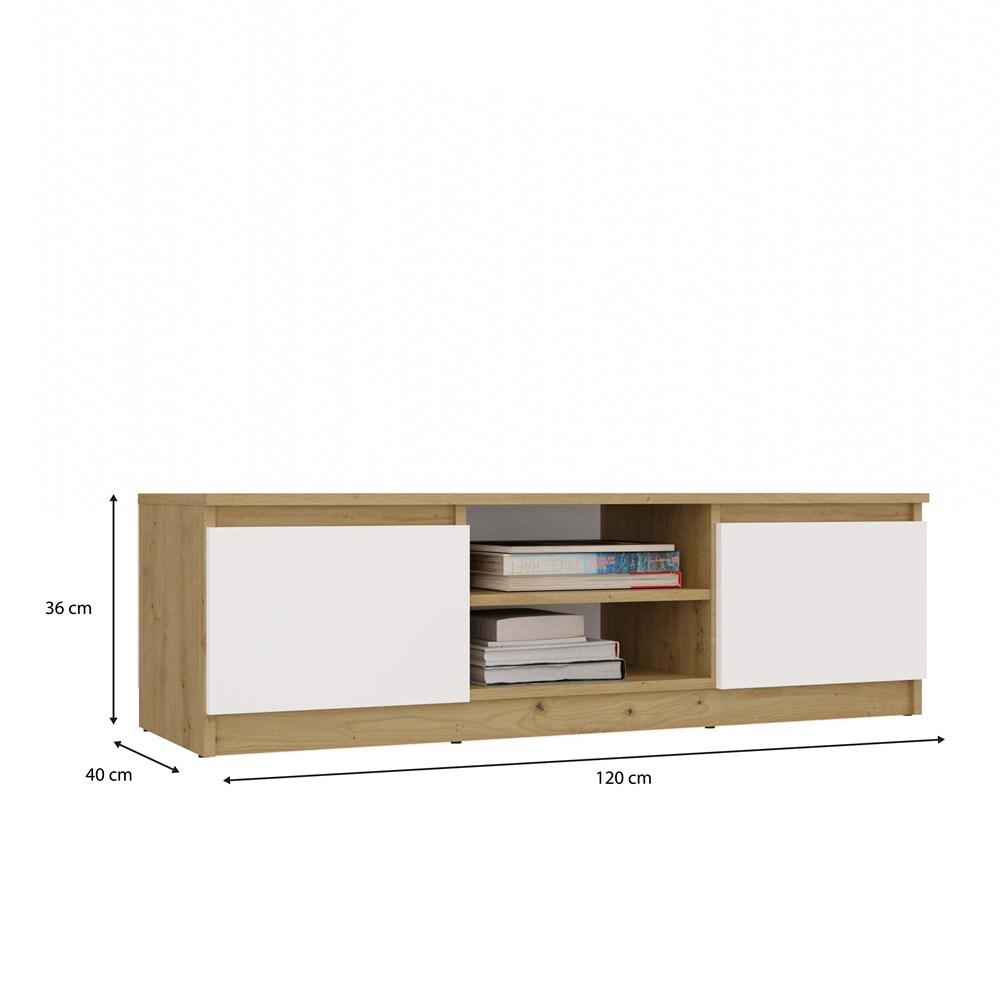 Szafka RTV Malwa 36x120x40 cm do salonu dąb artisan biel  nr. 7