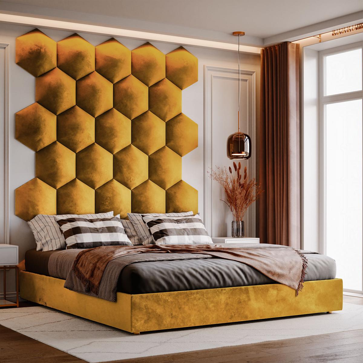 Panele tapicerowane 35x40 cm hexagon velvet miodowy nr. 3