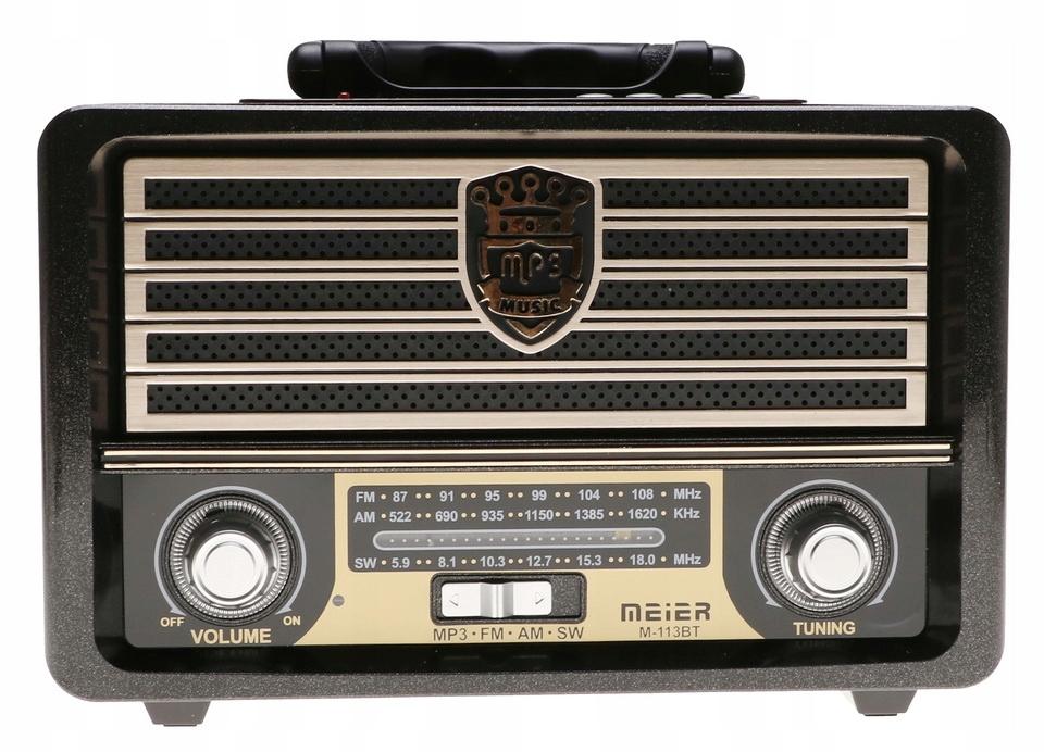 Radio przenośne  23 x 11,5 x 16 cm RETRO z funkcją bluetooth   USB brązowe nr. 3