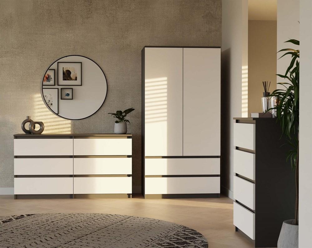 Szafa otwierana Malwa SS-90 180x90x60 cm do sypialni antracyt biel nr. 10