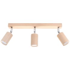 Plafon BERG 3 naturalne drewno 20x5x45cm nowoczesna lampa GU10 do salonu  - Miniaturka zdjęcia nr 1