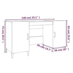 Biurko 140x50x75 z szafkami industralne brązowy dąb do biura lub pokoju czy gabinetu - Miniaturka zdjęcia nr 9