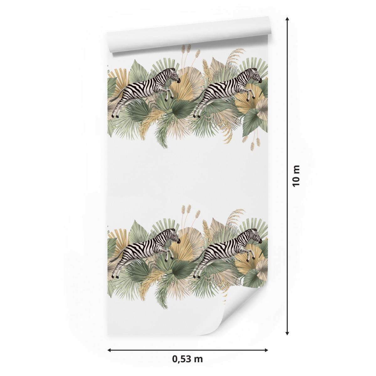 Tapeta w Rolce 10m ZEBRY Liście Tropikalne Natura  nr. 2