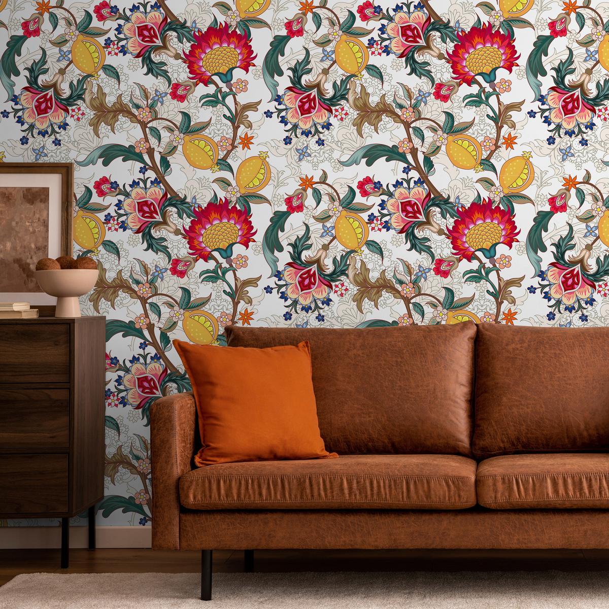Tapeta ścienna folkowe kwiaty natura kolory salon  nr. 3
