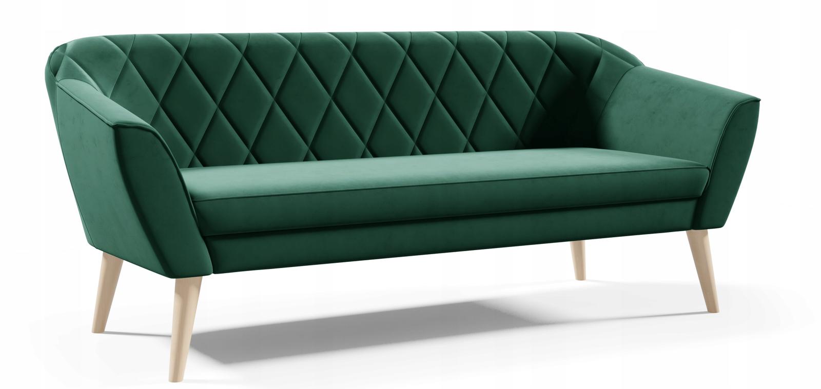 Sofa GLORIA 176x57x70 cm trzyosobowa  w stylu skandynawskim welur MANILA niebieska do salonu nr. 4