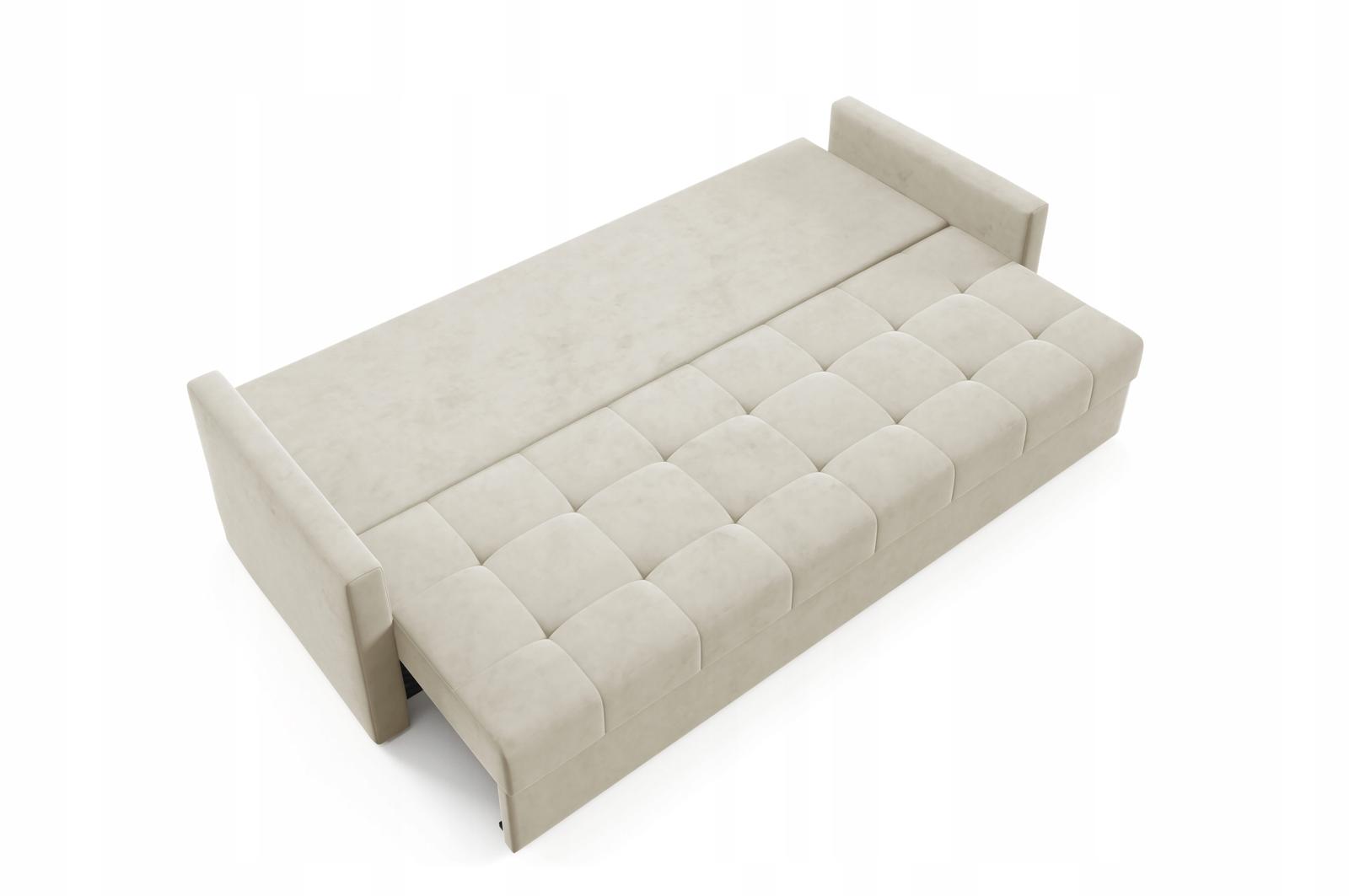 Kanapa IVIO 230x87x86 cm sofa z funkcją spania rozkładana velvet welur beżowa do salonu nr. 8