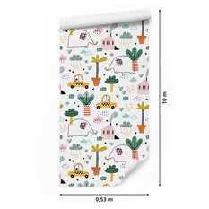 Tapeta Dla Dzieci SŁONIE Auta Styl Skandynawski 53x1000  - Miniaturka zdjęcia nr 2