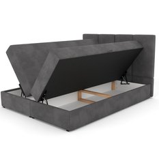 Łóżko kontynentalne 160x200x113 cm tapicerowane podwójne z materacem grafitowe - Miniaturka zdjęcia nr 12
