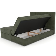 Łóżko kontynentalne 160x200x113 cm tapicerowane podwójne z materacem khaki - Miniaturka zdjęcia nr 11