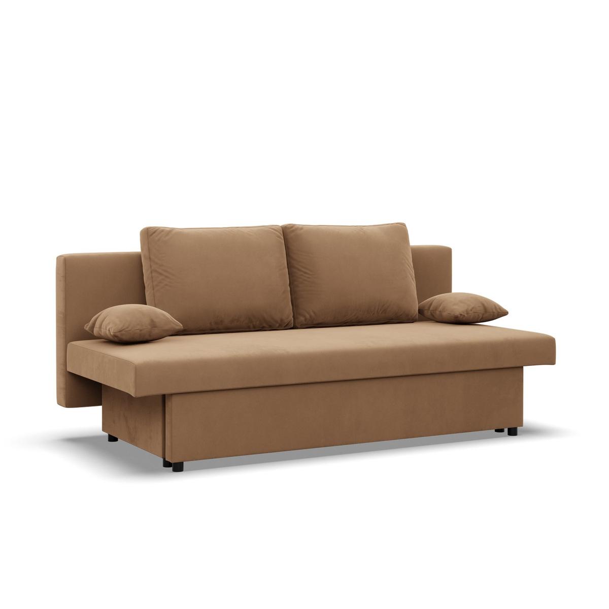 Kanapa 3-osobowa NOLA 191x85x86 cm sofa rozkładana z pojemnikiem do pokoju młodzieżowego do salonu sprężyna bonell cappuccino nr. 1