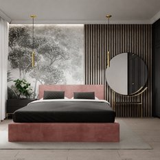 Łóżko tapicerowane do sypialni 180x200x88 cm podwójne z pojemnikiem basic brudny róż - Miniaturka zdjęcia nr 4