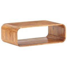  Stolik kawowy 90x50x30 cm z praktyczną półką z litego drewna akacjowego do salonu - Miniaturka zdjęcia nr 9