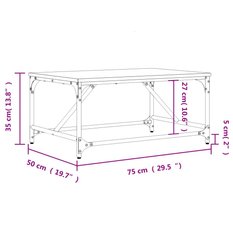 Stolik kawowy 75x50x35 cm dąb sonoma elegancki do salonu - Miniaturka zdjęcia nr 9