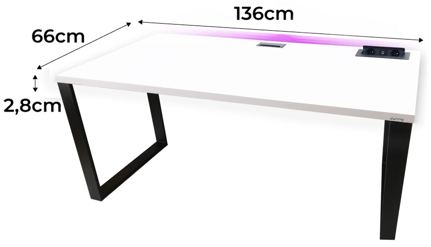 Biurko gamingowe model 3 Top 136x66x2.8 cm białe komputerowe led stabilne loftowe do pokoju gracza nr. 2