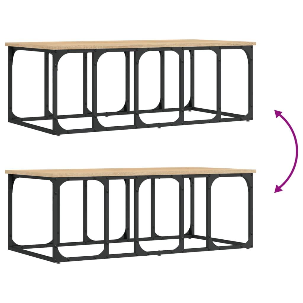 Stolik kawowy 100x50x35,5 cm z metalowymi nogami dąb sonoma do salonu nr. 7