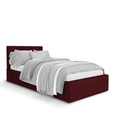 Łóżko Pojedyncze 90x200cm łóżko tapicerowane z pojemnikiem bordowe do sypialni wezgłowie 120 cm - Miniaturka zdjęcia nr 5