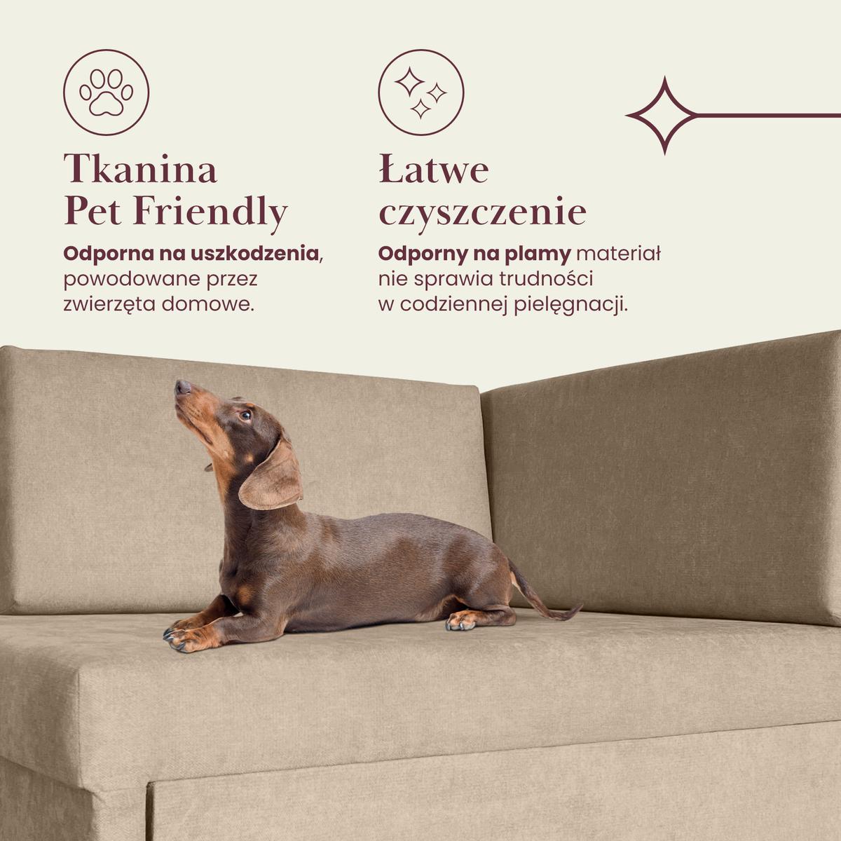 Sofa rozkładana dziecięca Viluś 108x81x78 cm narożnik jednoosobowy do pokoju z funkcją spania i przechowywania dla dzieci beżowy nr. 17
