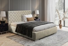 Łóżko sypialniane SLIM model 4 140x110x200 cm stelaż pojemnik na pościel do sypialni beżowe