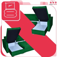 Narożnik Varius BIG 297x74x140 cm kształt U z funkcją spania i przechowywania do salonu Royal zieleń - Miniaturka zdjęcia nr 6
