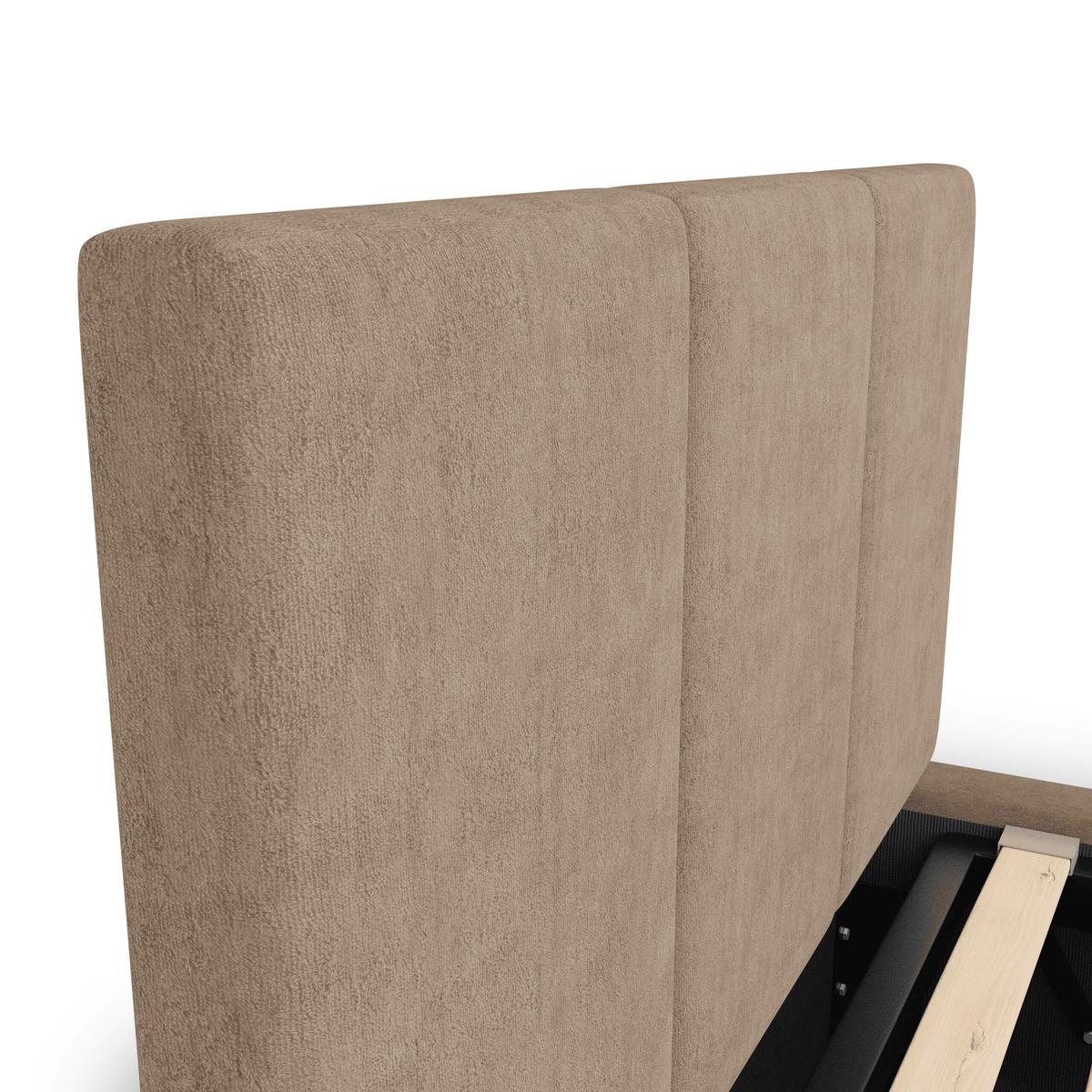 Łóżko Pojedyncze 90x200cm łóżko tapicerowane z pojemnikiem beżowe do sypialni wezgłowie 110 cm nr. 9