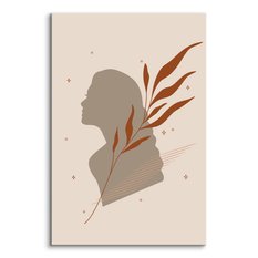 Obraz Do Salonu Portret Kobieta Minimalizm Styl Boho Liście Natura 80x120cm - Miniaturka zdjęcia nr 2