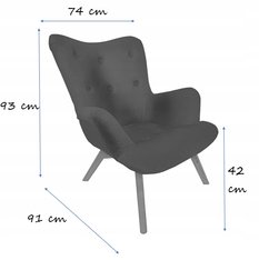 Fotel uszak Spectra 79 cm skandynawski we wzór brązowy - Miniaturka zdjęcia nr 3