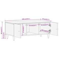 Szafka RTV 100x54x40 cm na nóżkach lite drewno mango do salonu - Miniaturka zdjęcia nr 10