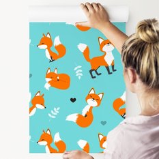 Tapeta Dla Dziecka LISKI Zwierzątka Liście Serca  - Miniaturka zdjęcia nr 3