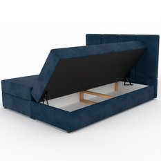 Łóżko kontynentalne 160x200x113 cm tapicerowane podwójne z materacem granatowe - Miniaturka zdjęcia nr 11