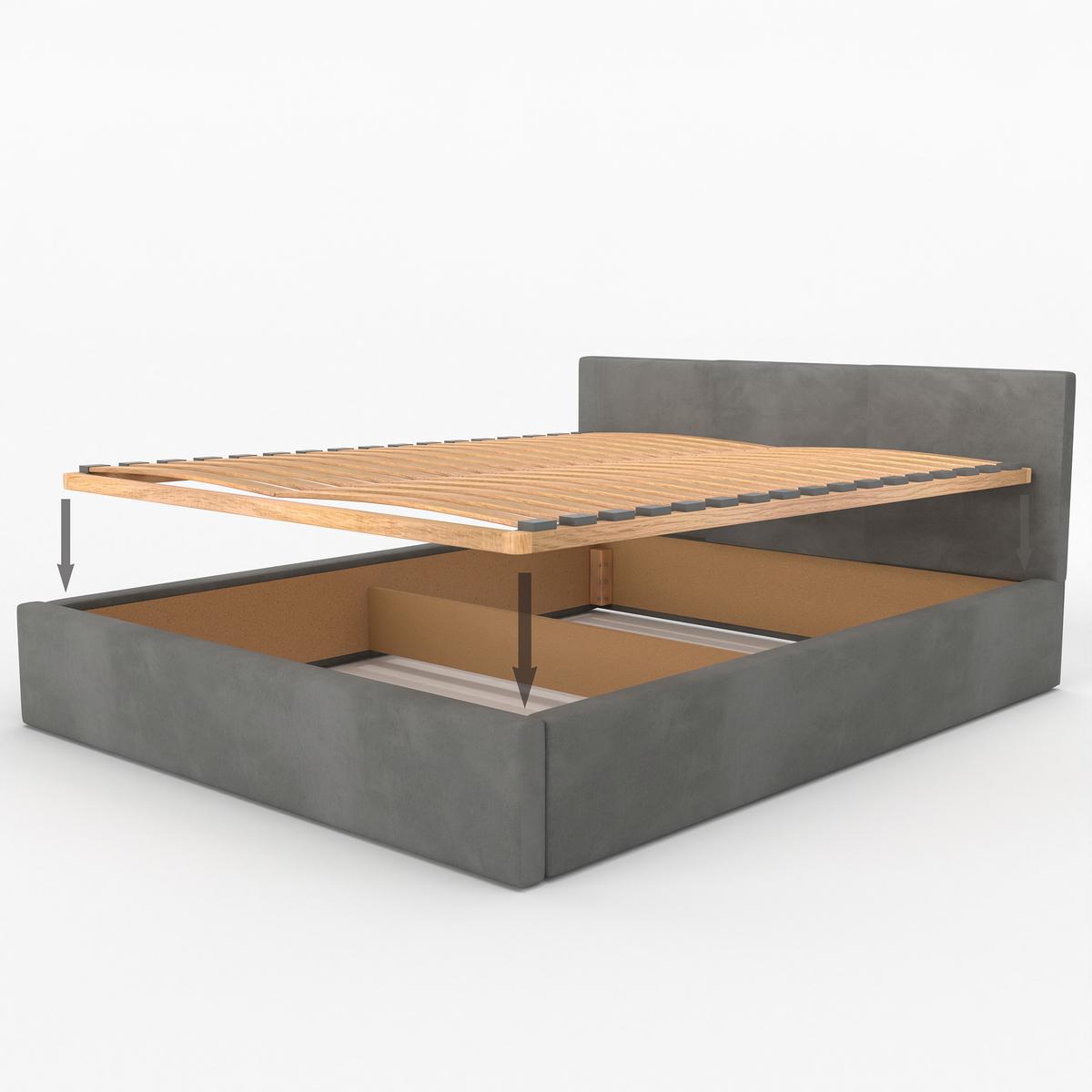 Łóżko tapicerowane do sypialni basic 120x200x88 cm łóżko podwójne z pojemnikiem szare nr. 13