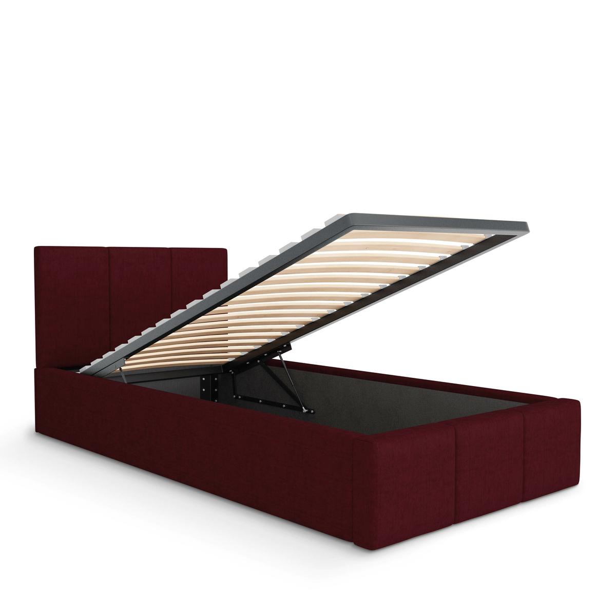 Łóżko Pojedyncze 90x200cm łóżko tapicerowane z pojemnikiem bordowe do sypialni wezgłowie 88 cm nr. 8