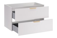 Szafka łazienkowa pod umywalkę 80 cm Aster White biała wisząca gładka 2 szuflady  - Miniaturka zdjęcia nr 3