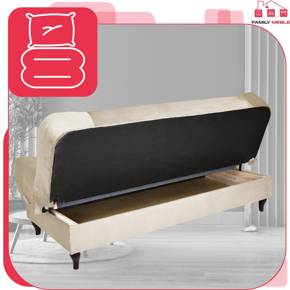 Wersalka SARA 200x95 cm kremowa rozkładana kanapa z pojemnikiem sofa do salonu Monolith nr. 6